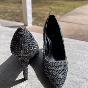 Elegant Black Rhinestone Heels